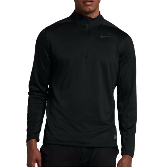Nike Golf Dri-FIT Men's 1/2 1/4 Zip Top BLACK Medium M SPONSORED LOGO AH5548-010 - Picture 1 of 12